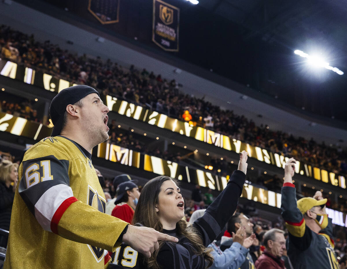 Golden Knights fans during an NHL hockey game against the Tampa Bay Lightning on Tuesday, Dec. ...