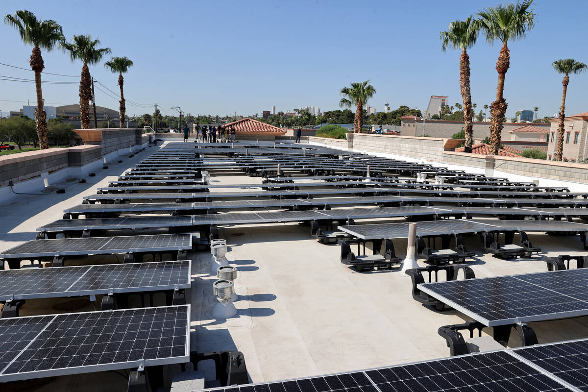 A rooftop solar facility at Catholic Charities of Southern Nevada on the social service organiz ...