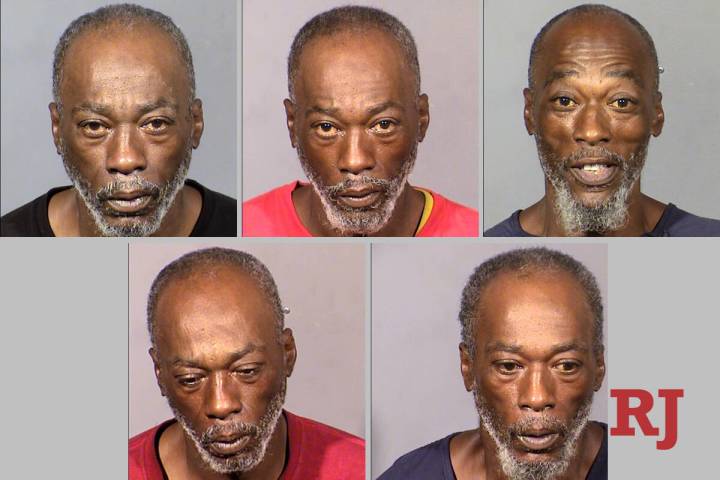 An array of 2021 mugshots of Kirklin Oates. (Las Vegas Metropolitan Police Department)