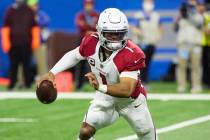 Arizona Cardinals quarterback Kyler Murray (1) scrambles against the Detroit Lions during an NF ...