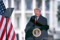 President Donald Trump speaks during a rally protesting the electoral college certification of ...