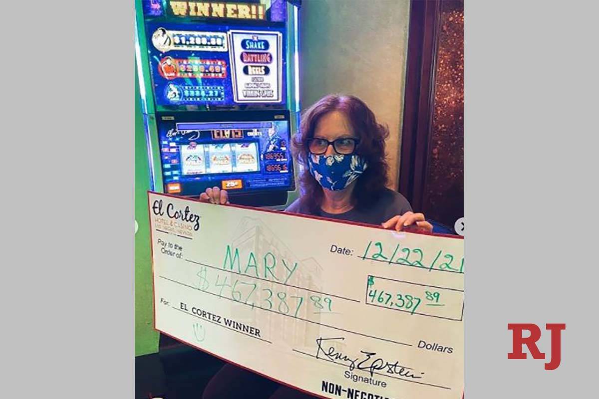 Mary won $467,387.89 while playing an Elvis slot machine Wednesday night at El Cortez. (Instagram)