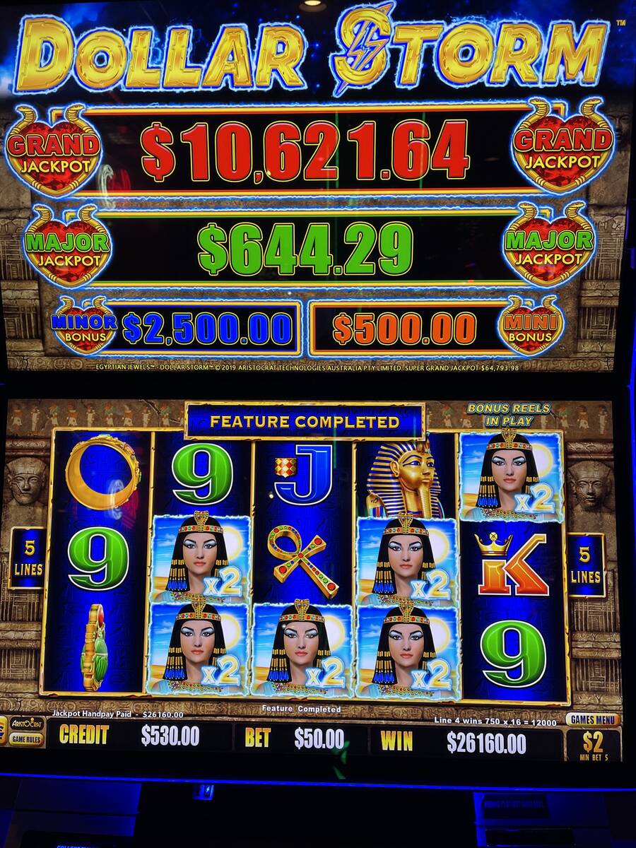 A visitor from Hawaii won $26,160 on a Dollar Storm slot machine on Dec. 10 at El Cortez. (El C ...
