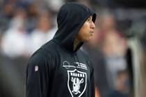 Raiders tight end Darren Waller (83) on the sideline during the second quarter of an NFL footba ...