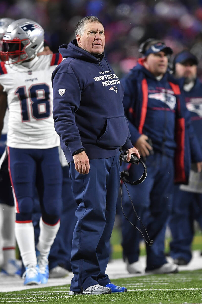 New England Patriots head coach Bill Belichick on the sideline during the second half of an NFL ...