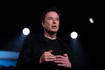 FILE - In this March 14, 2019, file photo, Tesla CEO Elon Musk speaks before unveiling the Mode ...