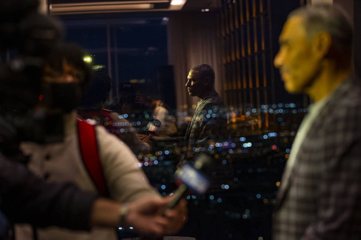 Arizona State coach Herm Edwards speaks during a media event at Circa's Legacy Club ahead of th ...