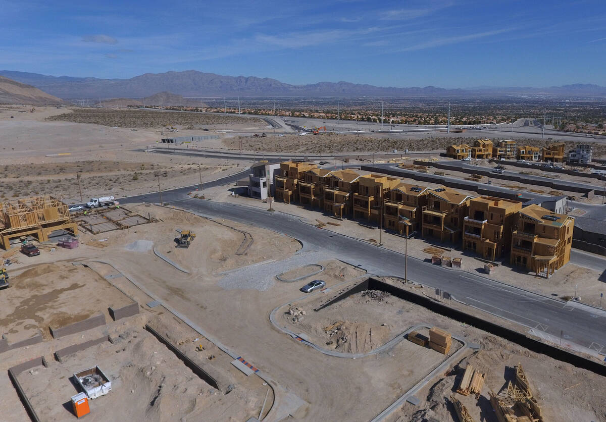 A new housing development is underway near Summerlin Parkway and the 215 Beltway, on Wednesday, ...