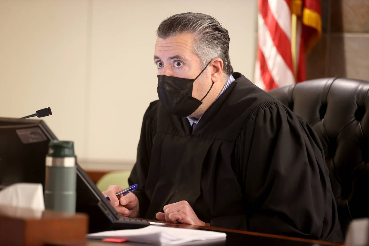 Las Vegas Justice of the Peace Joe Bonaventure presides in court at the Regional Justice Center ...