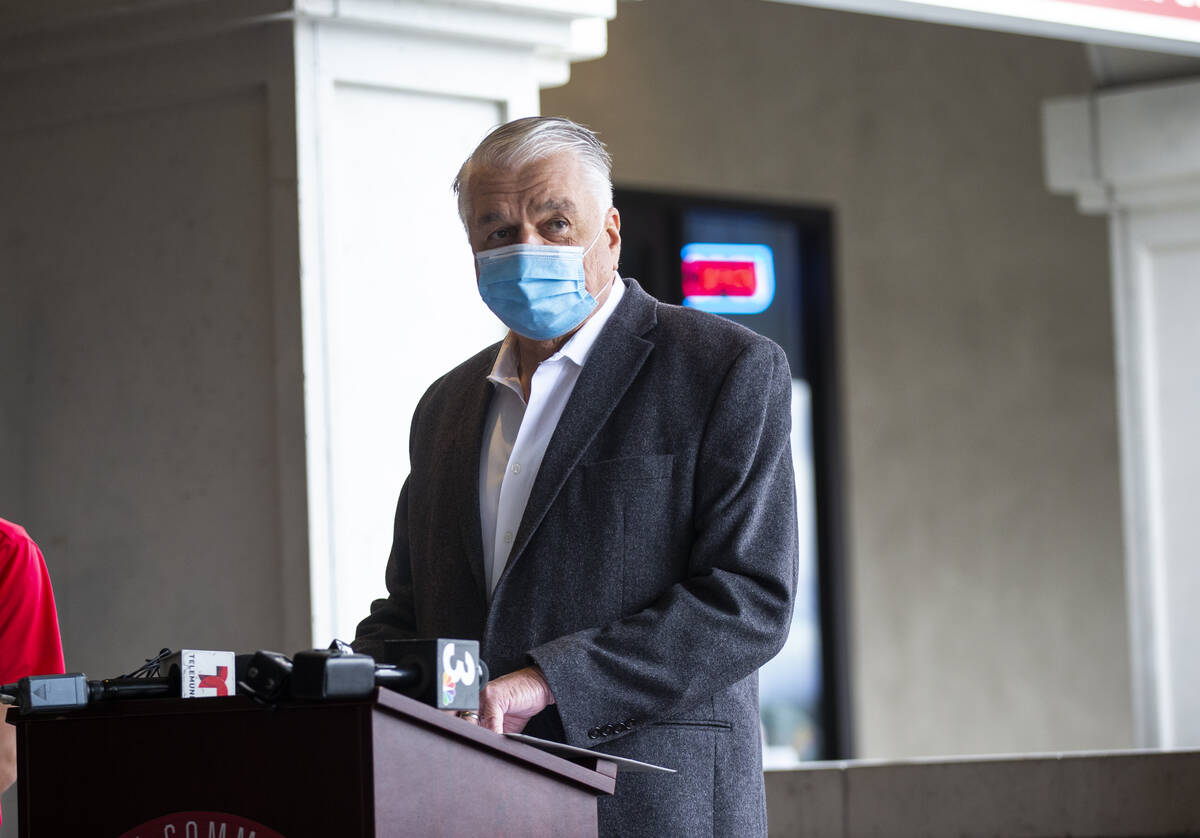 Gov. Steve Sisolak speaks during a press conference held with the Asian Community Development C ...