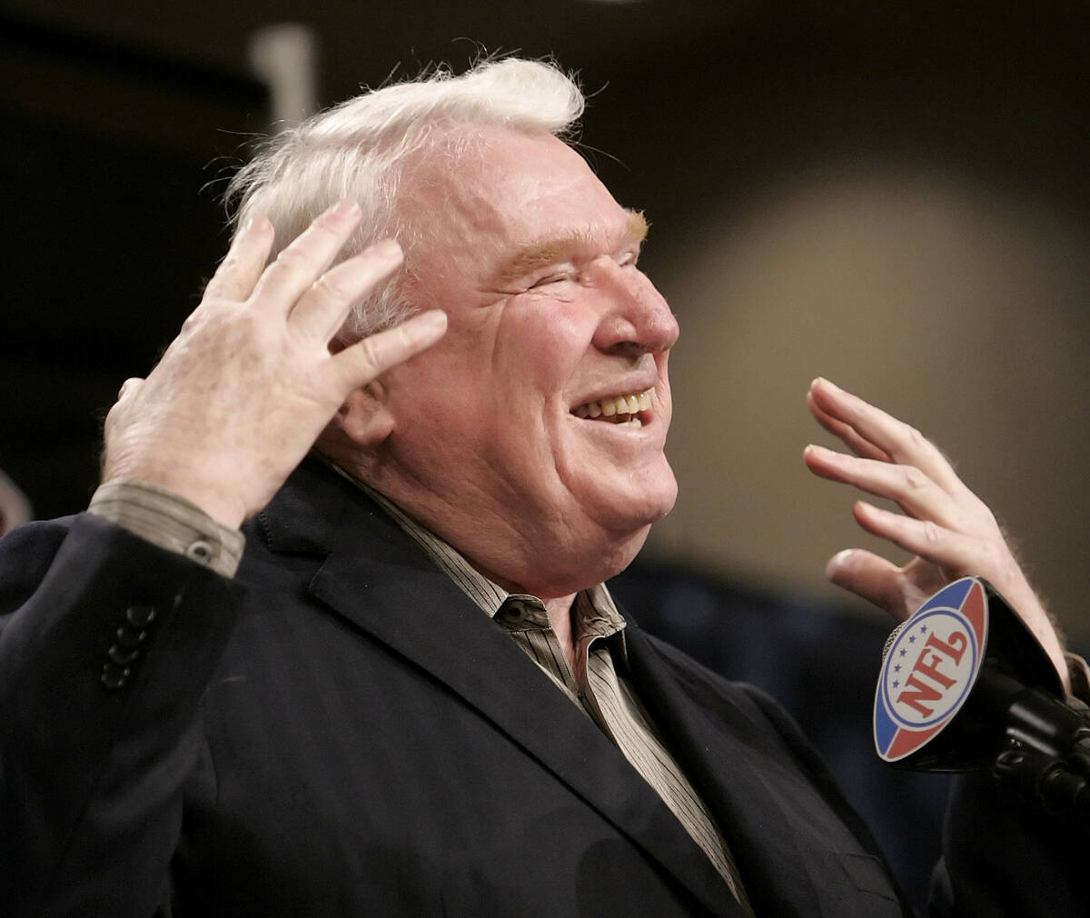 A happy John Madden, former Oakland Raiders head coach, talks about being named as a member of ...