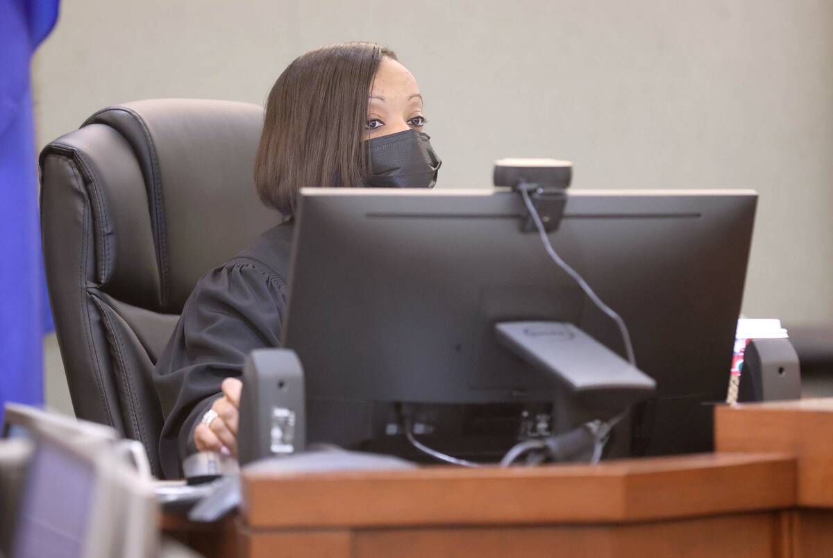 District Judge Tierra Jones presides during sentencing for James Hull on a weapons charge at th ...