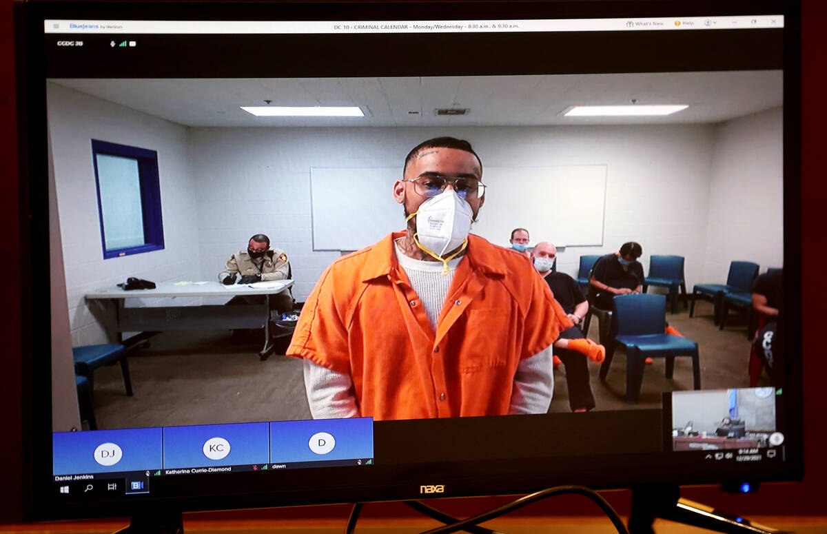 James Hull appears in court via videoconference for sentencing on a weapons charge at the Regio ...