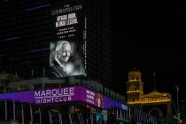 Strip marquee on The Cosmopolitan in honor of Harry Reid following his death on Wednesday, Dec. ...