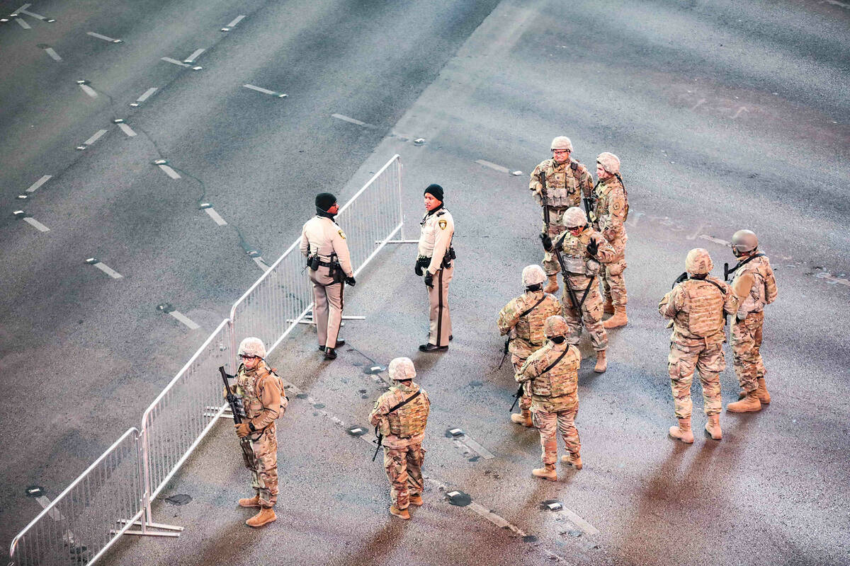 The Nevada National Guard on the Strip on Friday, Dec. 31, 2021 in Las Vegas. Rachel Aston/Las ...