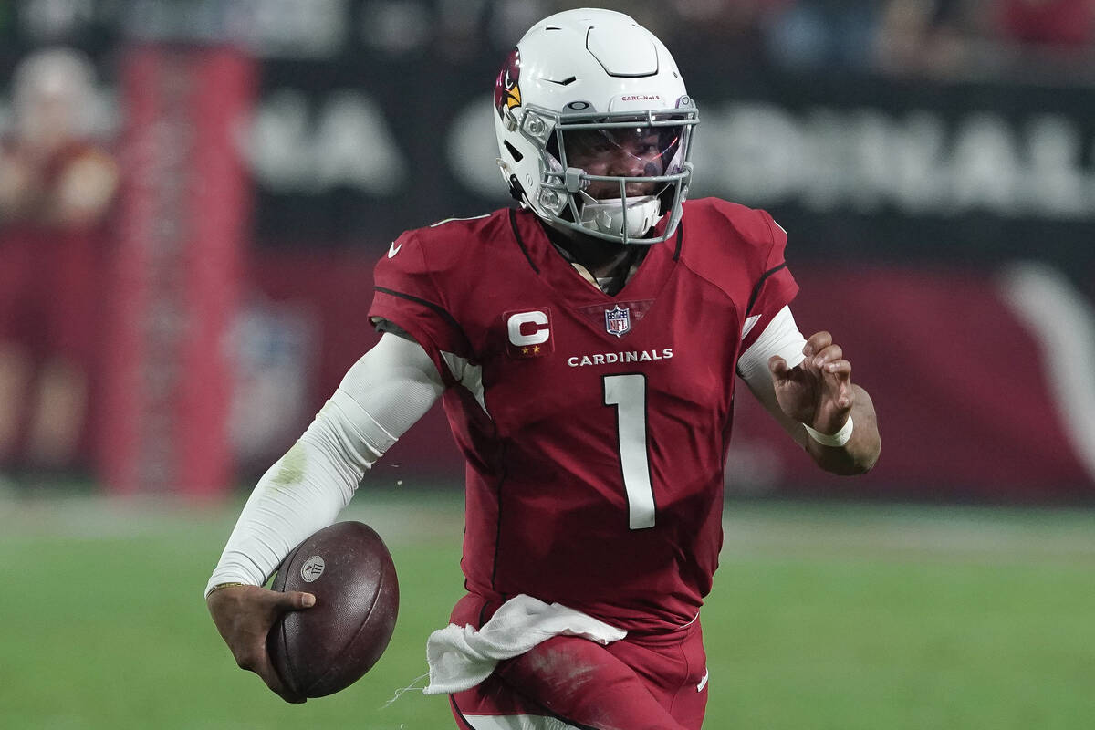 Arizona Cardinals quarterback Kyler Murray (1) against the Indianapolis Colts during an NFL foo ...