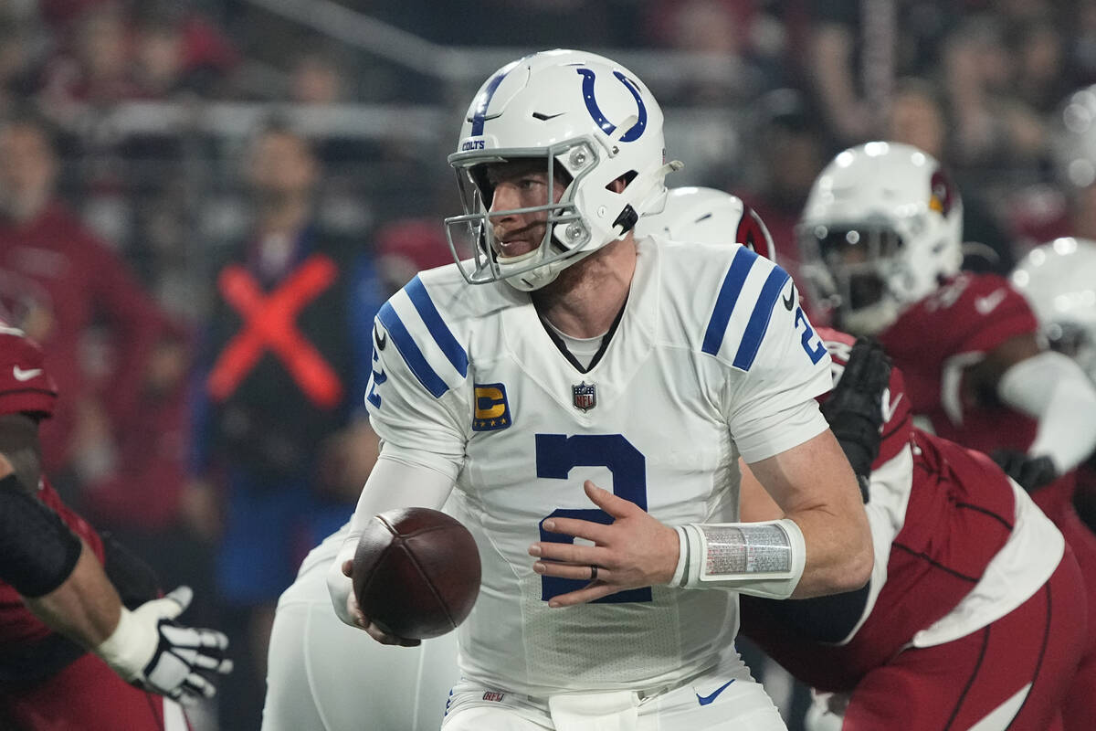 Indianapolis Colts quarterback Carson Wentz (2) during the second half of an NFL football game ...