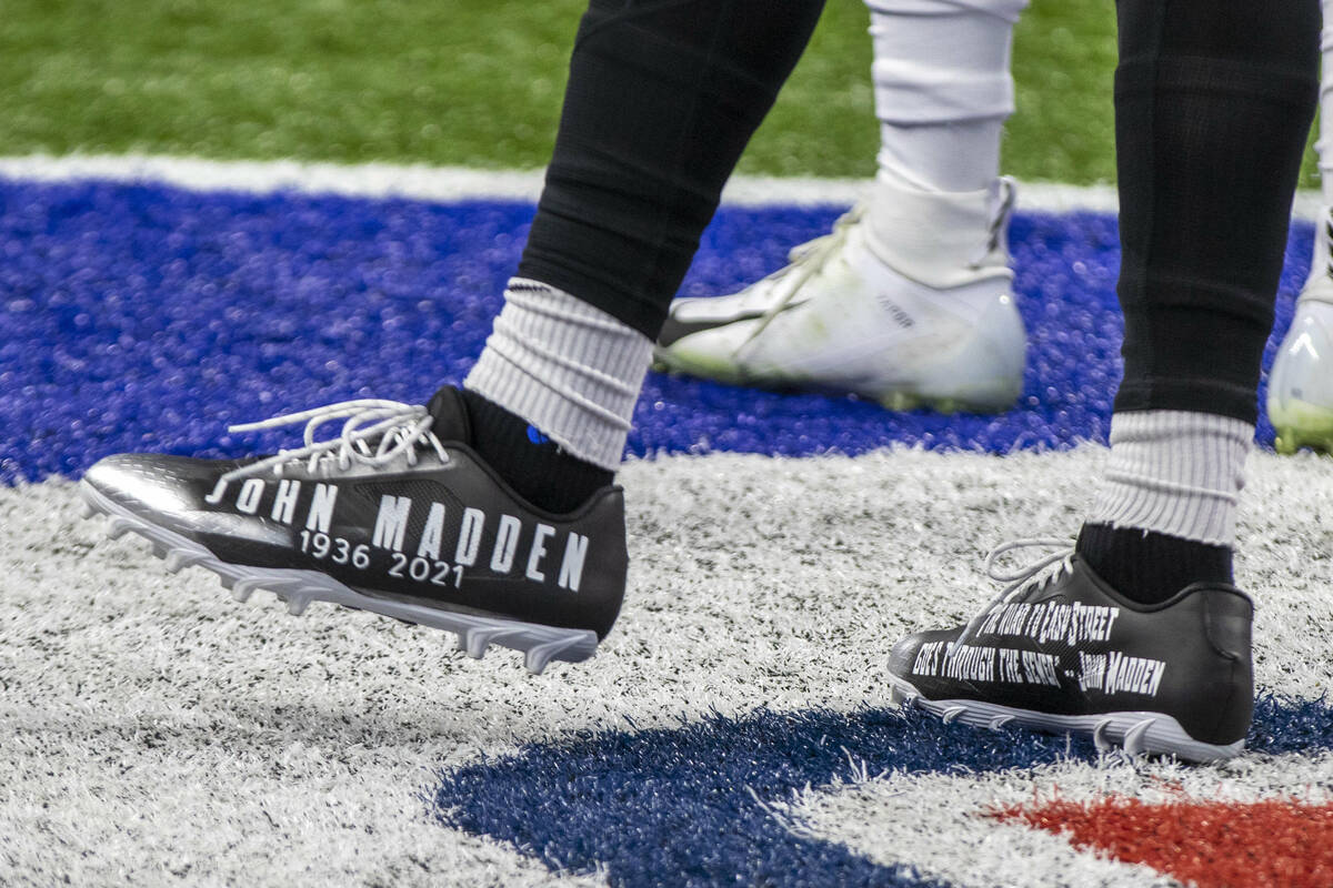 Raiders wide   receiver DeSean Jackson (1) wears cleats to grant   the representation  of erstwhile  Raiders&#x2 ...