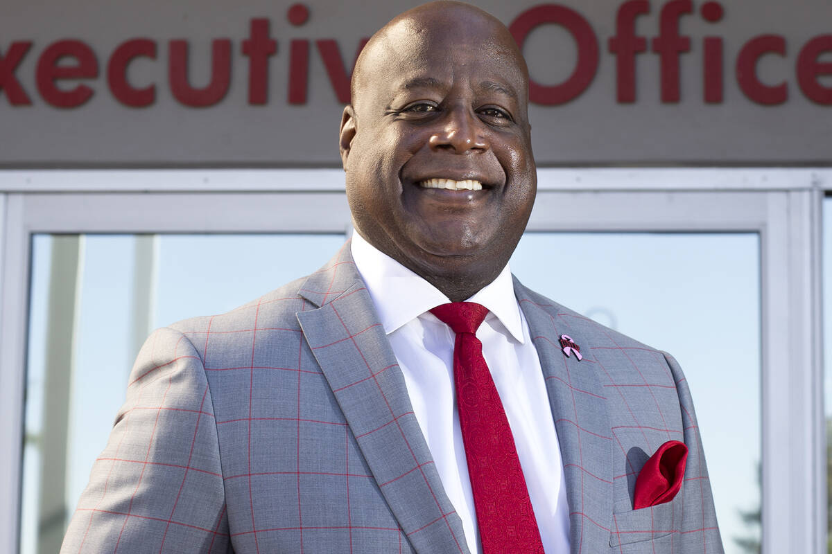 UNLV interim athletics director Erick Harper outside Thomas & Mack Center on Friday, Oct. 1 ...