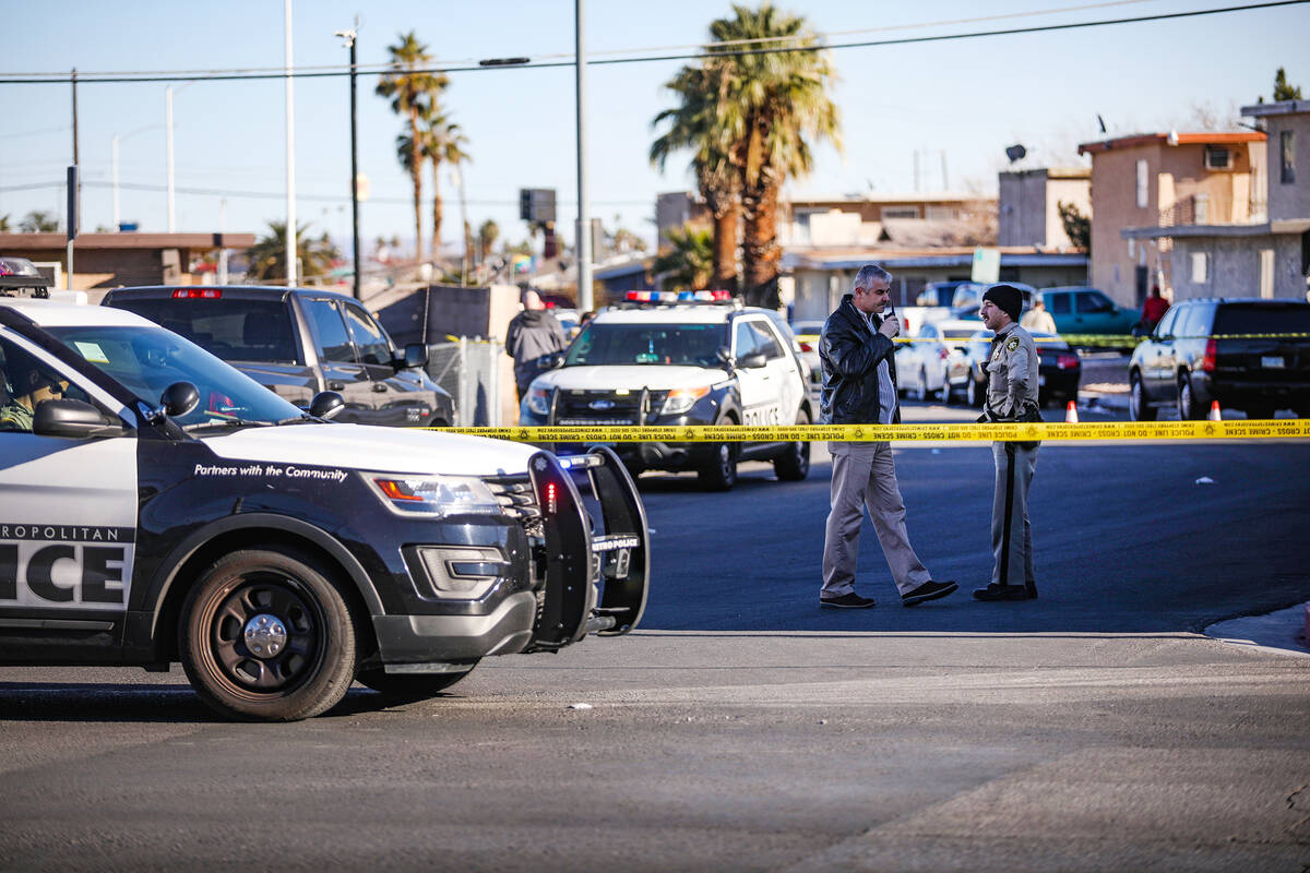 Police astatine  the country   of a shooting adjacent   Chicago and Industrial successful  Las Vegas, Sunday, Jan. 2, 202 ...