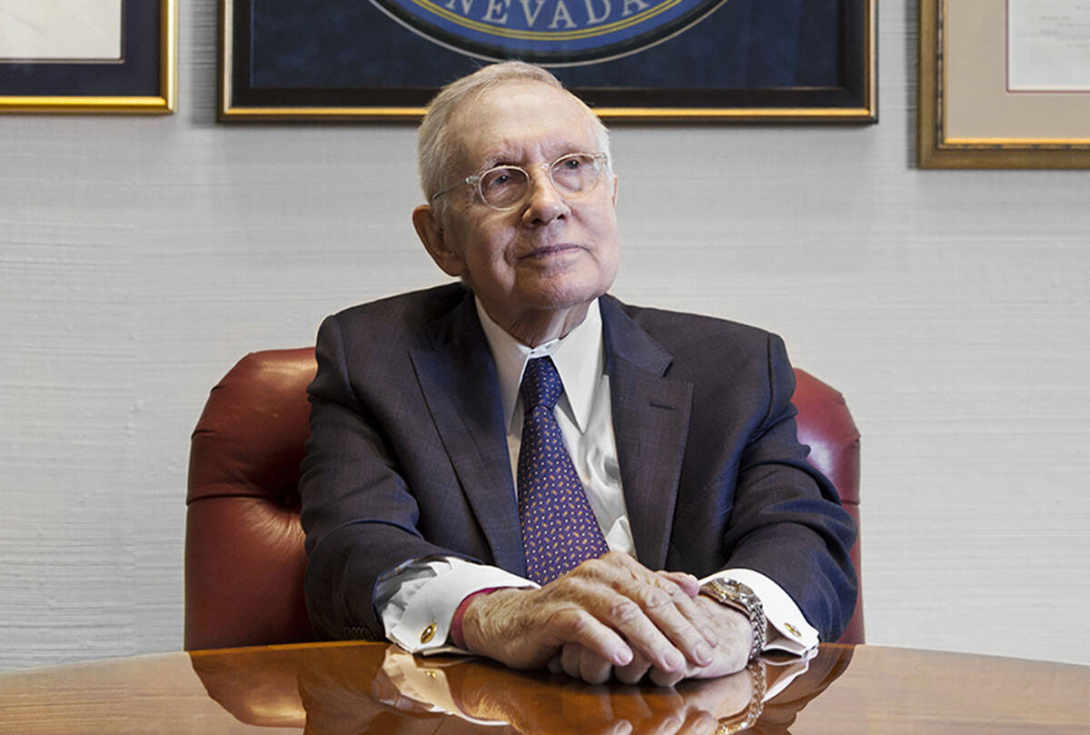 Former Sen. Harry Reid, D-Nev.,at his office in Bellagio on Friday, Feb. 8, 2019, in Las Vegas. ...
