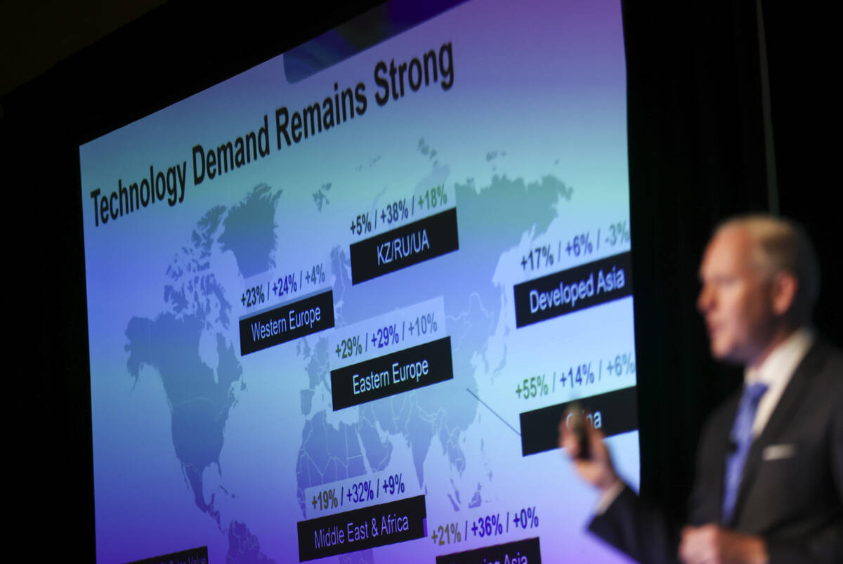 Steve Koenig, vice president of research at the Consumer Technology Association, points to data ...