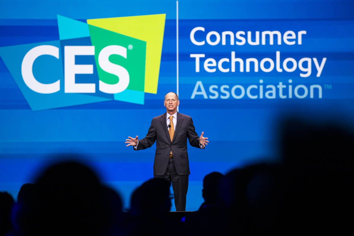 Gary Shapiro, president and CEO of the Consumer Technology Association, speaks during a keynote ...