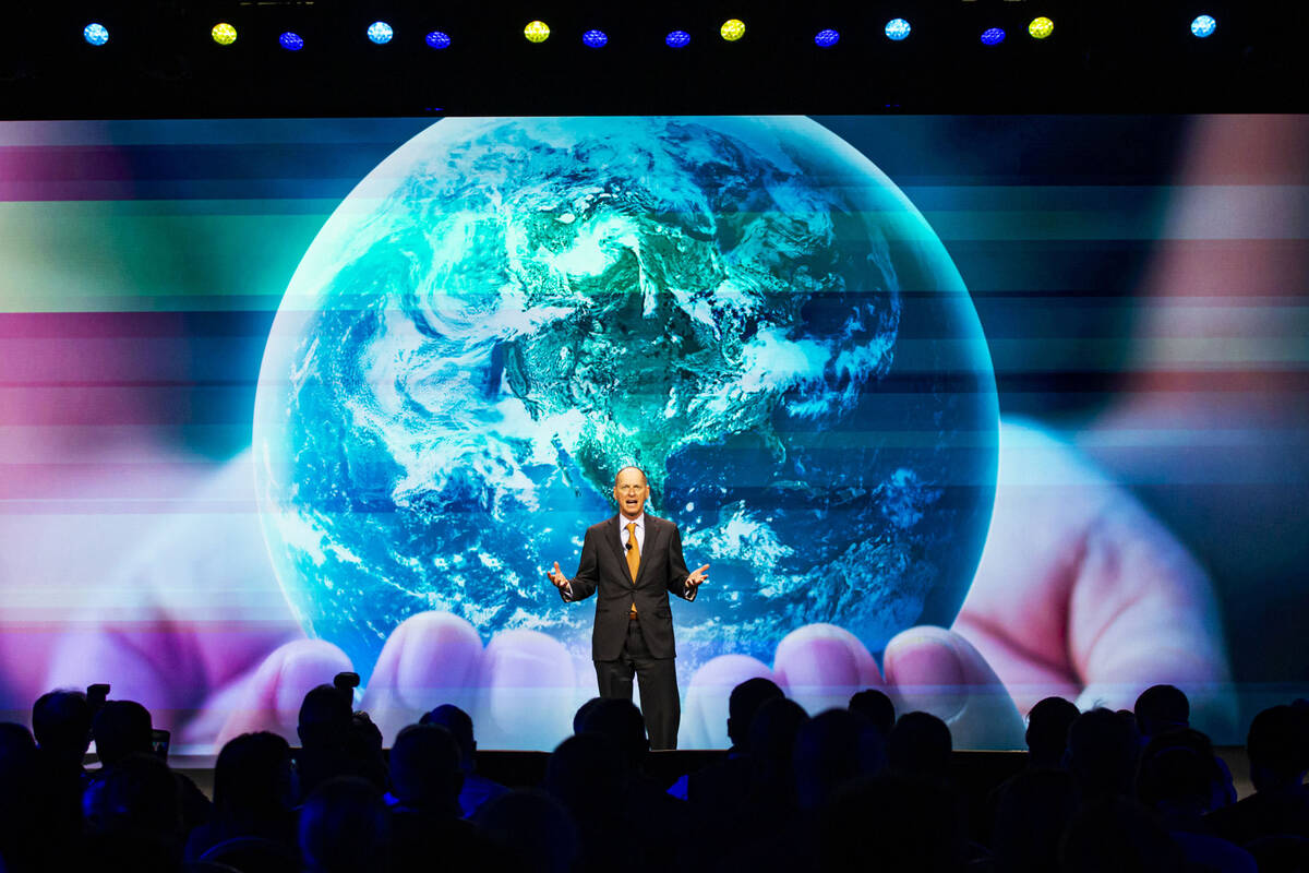 Gary Shapiro, president and CEO of the Consumer Technology Association, speaks during a keynote ...