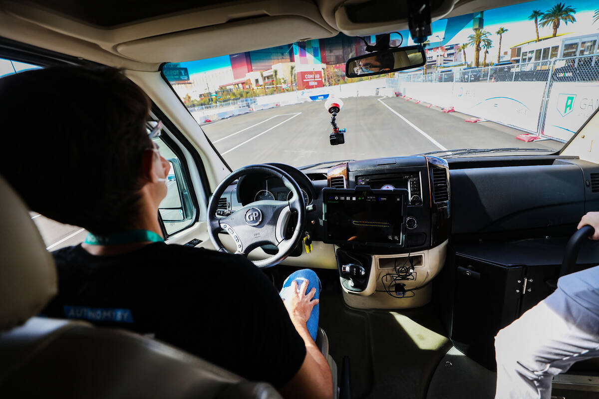 Kyle Hernandez, vehicle release manager for Perrone Robotics, supervises the company’s s ...