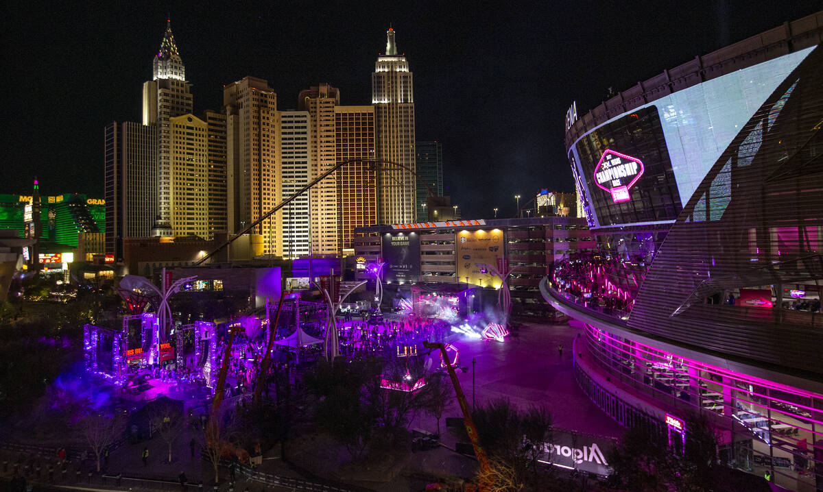The Drone Racing League Championship is set outside T-Mobile Arena on Wednesday, Jan. 2022, in ...