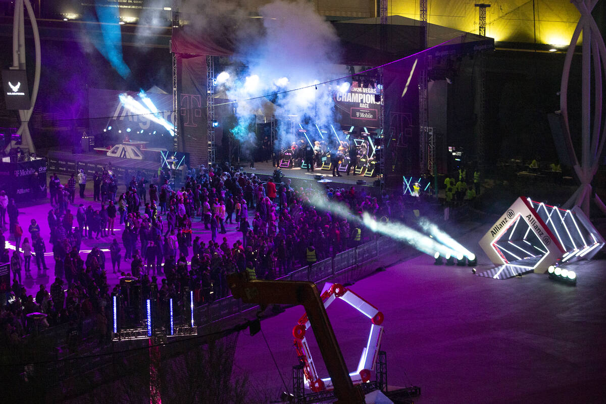 The Drone Racing League Championship outside T-Mobile Arena on Wednesday, Jan. 2022, in Las Veg ...