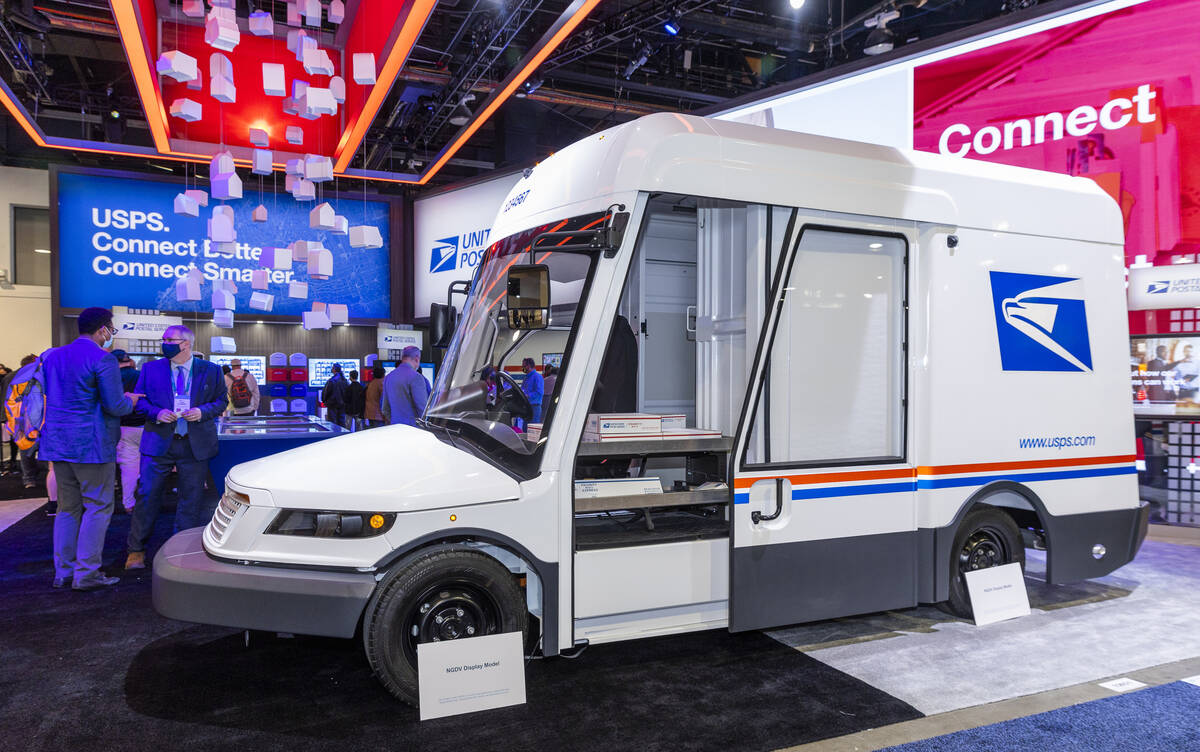 Oversized future USPS delivery truck on display at CES in Las Vegas