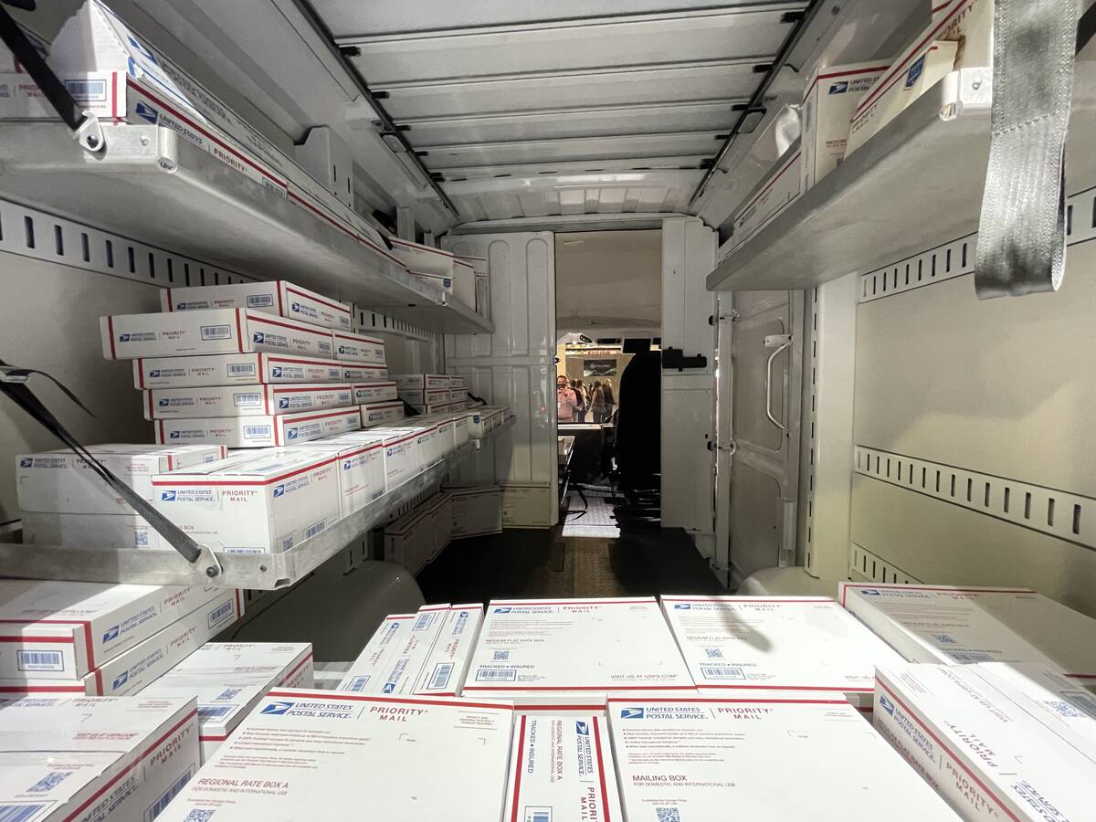 Oversized future USPS delivery truck on display at CES in Las Vegas