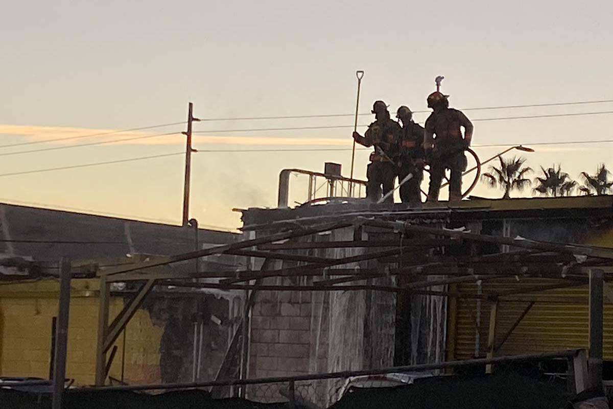Firefighters battle fire in east Las Vegas