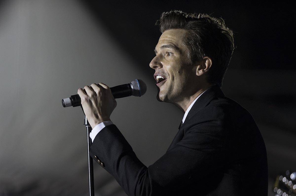 Brandon Flowers, frontman for The Killers and a Las Vegas native, performs during a Get-Out-The ...