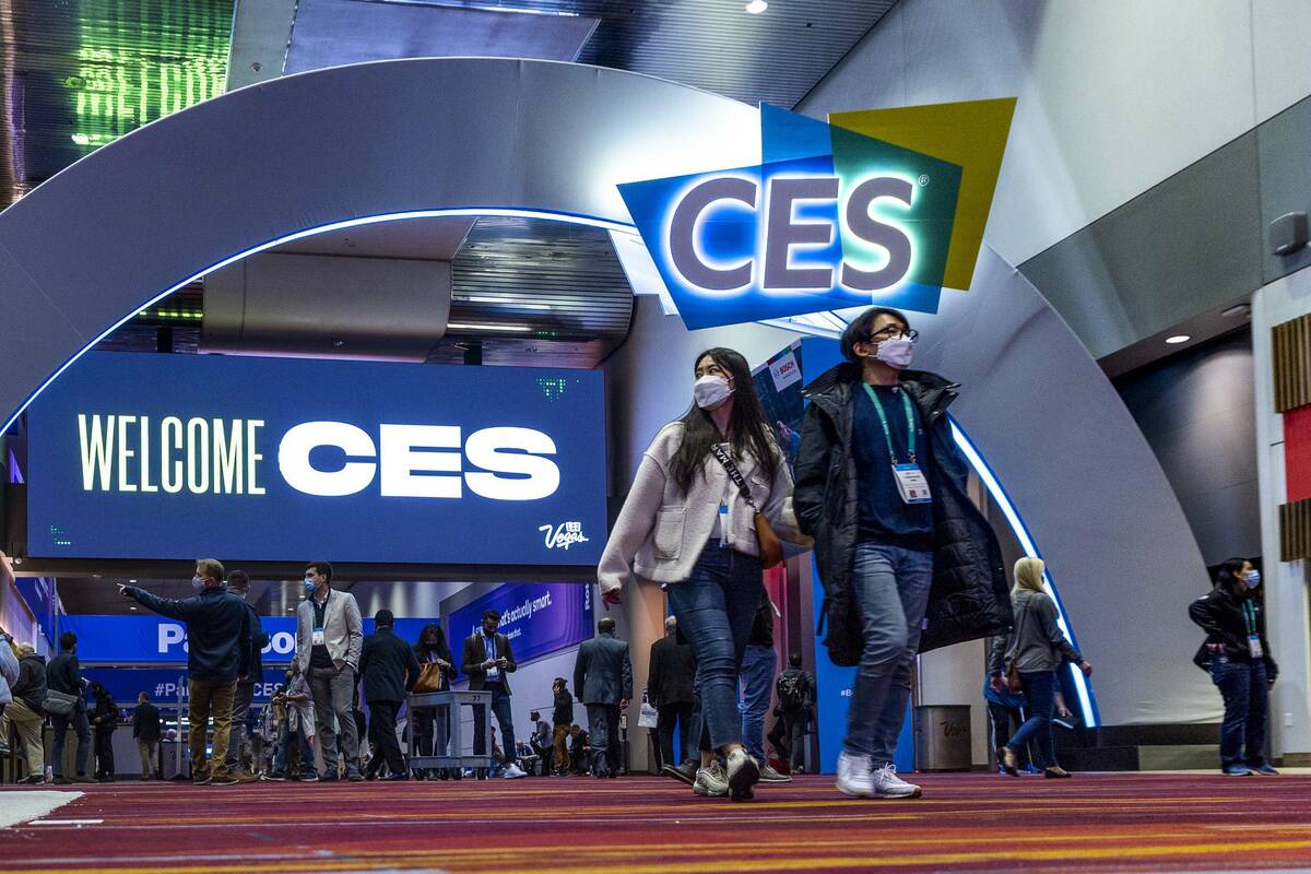 Attendees move about Central Hall during the first day of CES at the Las Vegas Convention Cente ...