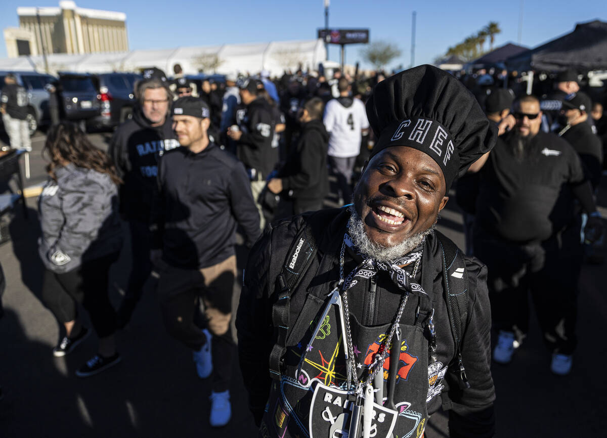Raiders fans before the start of an NFL football game against the Los Angeles Chargers on Sunda ...