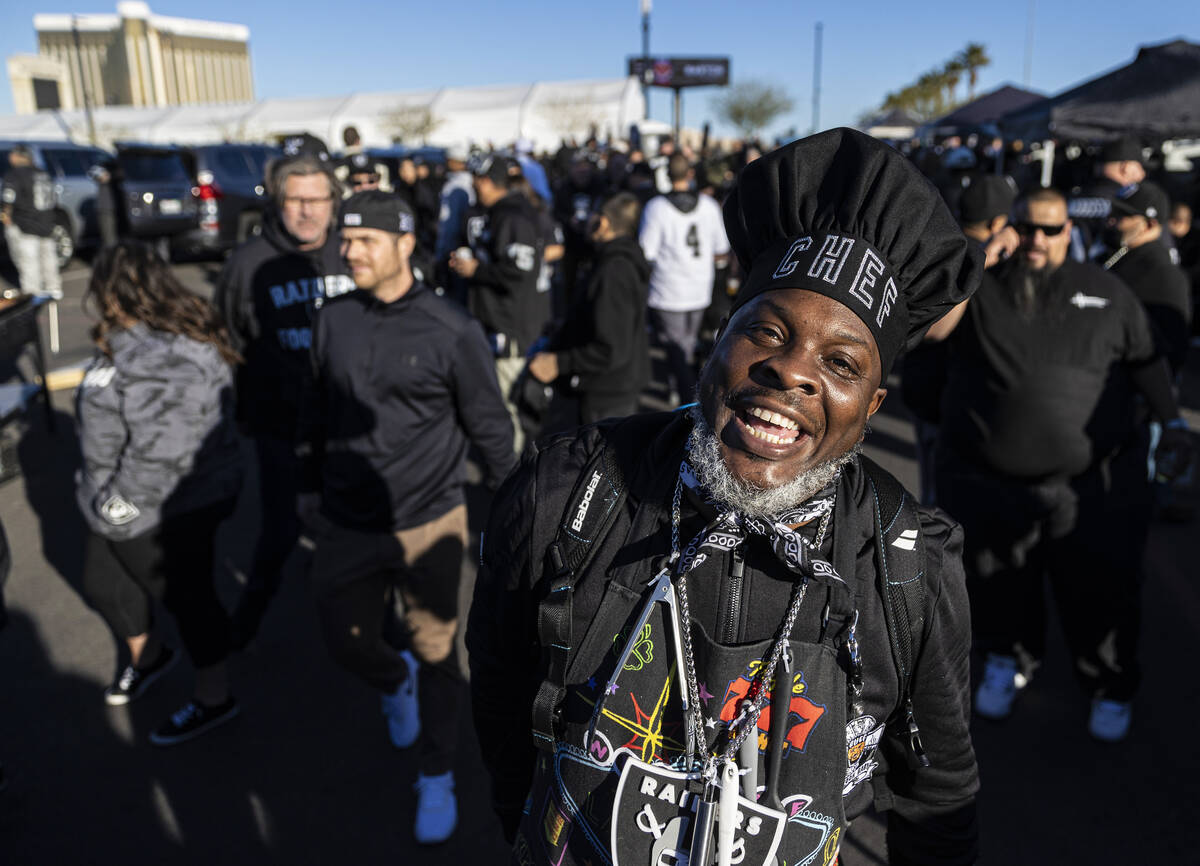 Raiders fans before the start of an NFL football game against the Los Angeles Chargers on Sunda ...