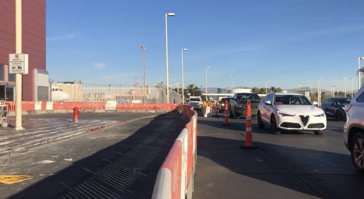 A year-long bollard installation project at the Terminal 1 departure curb of Harry Reid Interna ...