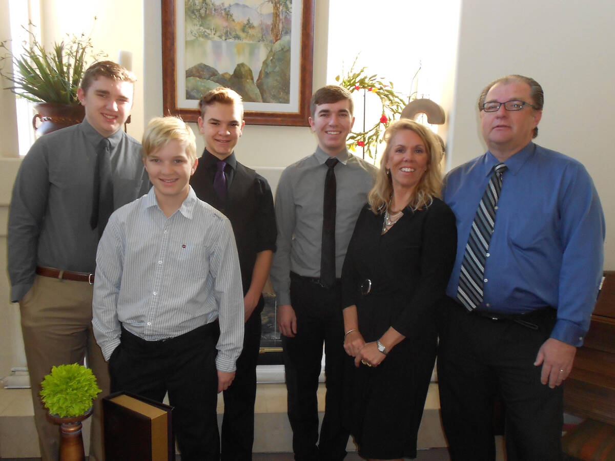 The Smith family, from left, Brayden, Brody, Brock, Bryce, Debbie and Scott. (Scott and Debbie ...