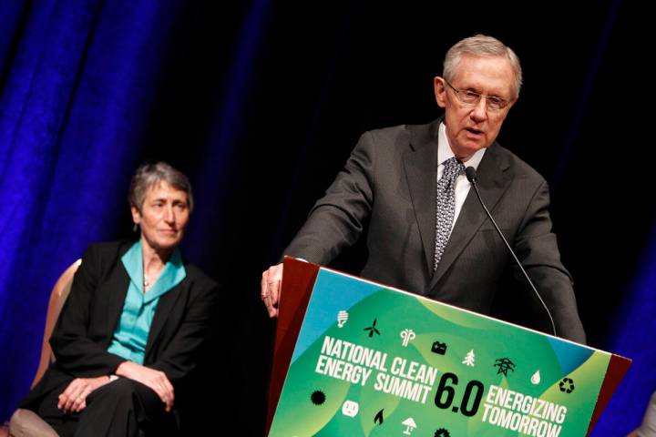 In this Jul 2, 2013, file photo, Harry Reid speaks during a press conference to announce a plan ...