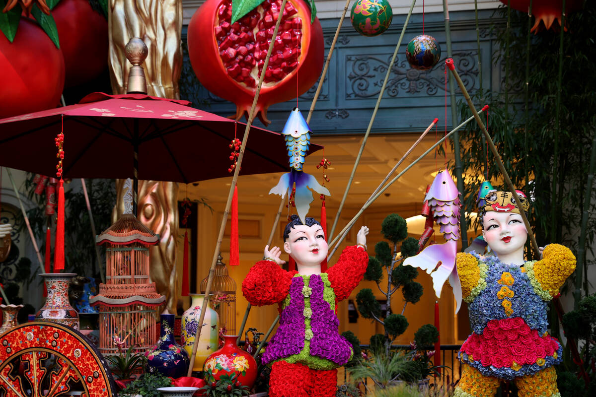 The Lunar New Year display at Bellagio Conservatory in Las Vegas Tuesday, Jan. 11, 2022. In hon ...