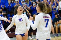 Bishop Gorman volleyball star Caroline Edgeworth (10) is shown on Saturday, Nov. 13, 2021, in L ...