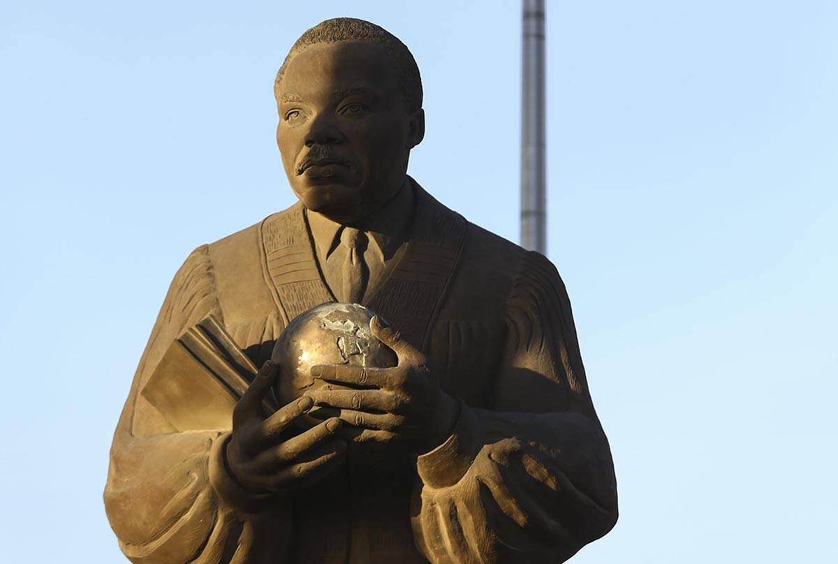 A statue of Dr. Martin Luther King Jr. in North Las Vegas on Wednesday, April 4, 2018. Chase St ...