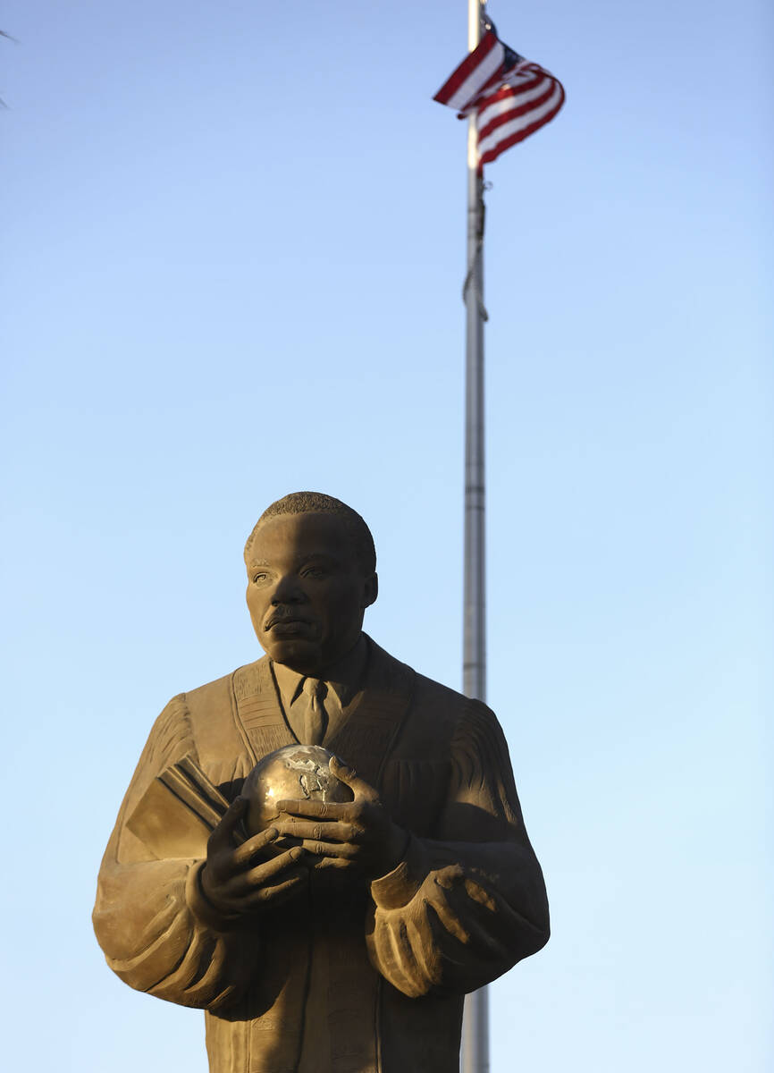A statue of Dr. Martin Luther King Jr. in North Las Vegas. Chase Stevens Las Vegas Review-Journ ...
