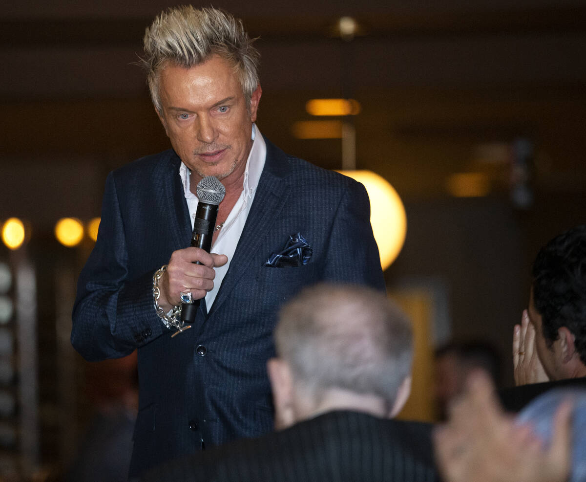 Zowie Bowie roasts former Las Vegas mayor Oscar Goodman at Oscar's Steakhouse, on the 10th anni ...