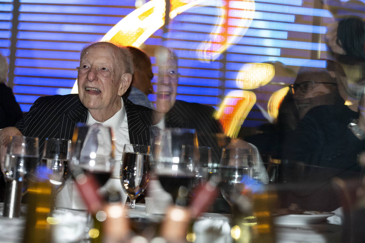 Former Las Vegas mayor Oscar Goodman laughs as he is roasted at Oscar's Steakhouse, on the 10th ...