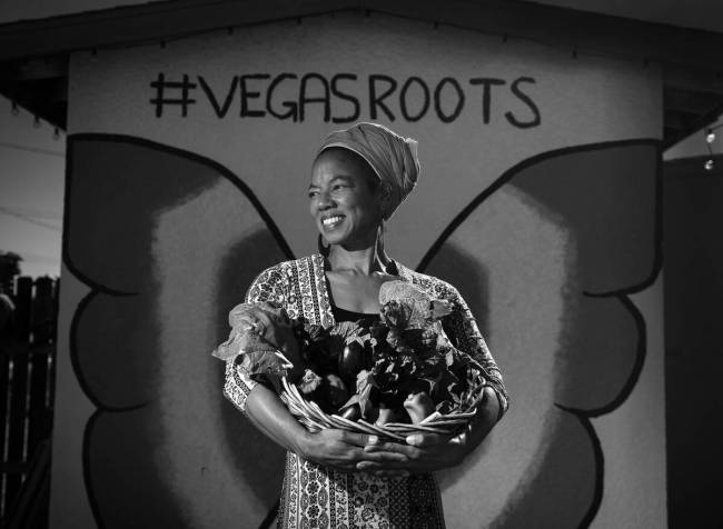 Rosalind Brooks of the Vegas Roots Community Garden.  Photograph by Jeff Scheid from the exhibition O...