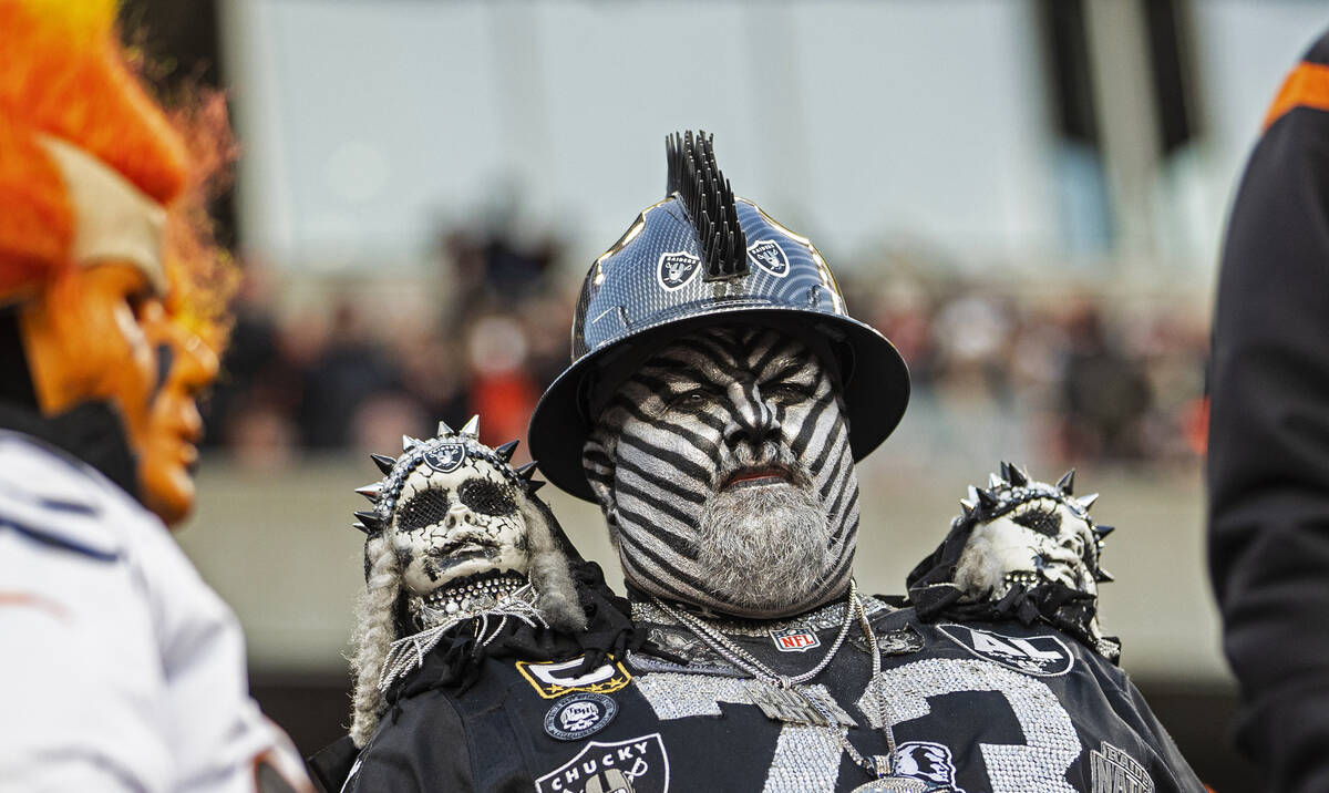 Raiders fans during an NFL playoff football game against the Cincinnati Bengals on Saturday, Ja ...
