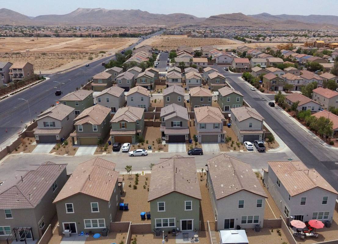 Houses are shown at the southwest corner of Pyle Avenue and Jones Boulevard in Las Vegas. (Bizu ...